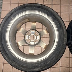 ホイール TE37 4穴 114.3 8J 2本 タイヤ付きの画像