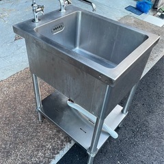 業務用 マルゼン 1槽シンク 二口蛇口付き 幅450×奥600×高さ800(mm) 一層シンク 一層 1層 一槽 店舗 厨房機器 流し台 キッチン 厨房 大阪の画像