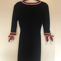 ワンピース ネイビー リボン袖 の画像