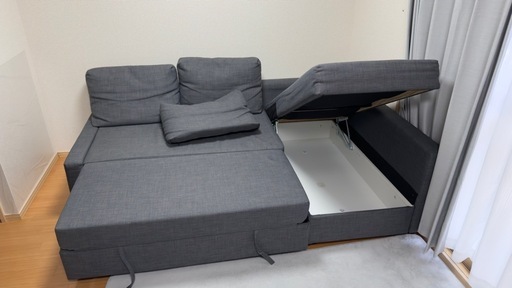 IKEA フリーヘーテン グレー ソファベッド ダブルベッド (柴犬) 港南台