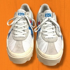 ✨希少・人気✨ オニツカタイガー 厚底スニーカー 27.5cm 白 青 赤の画像