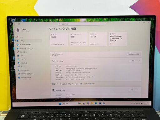 JC0177　極美品 2TB デル XPS 15 9500 タッチ UHD+ GTX1650　大容量　大画面　高性能　office2024