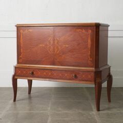 【発送の場合は即購入不可】 西欧 クラシック キャビネット 木象嵌 マホガニー 木製 サイドボード カクテルキャビネット 収納 アンティーク スタイル 鍵付 97207の画像