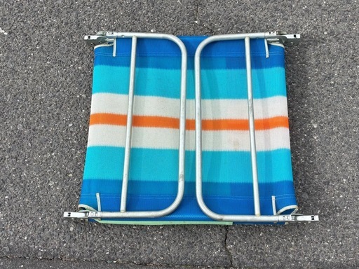 昭和レトロ】サマーベッド リクライニング ビーチチェア ブルー系