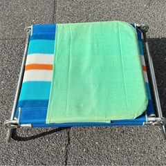 昭和レトロ】サマーベッド リクライニング ビーチチェア ブルー系