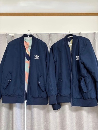 【美品】adidas ネイビー　リバーシブルジャケット✖️2