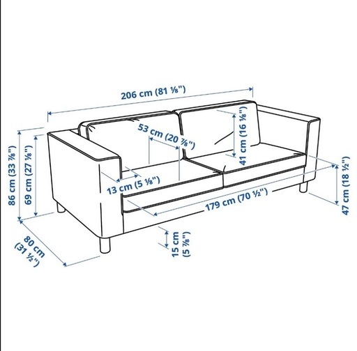 【値下げ • 2/15まで・美品】IKEA 3人掛けソファ（PARUP／グレー系）