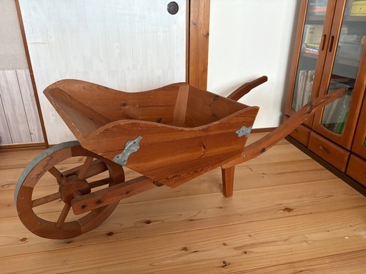 決まりました】大型荷車木製ワゴン一輪車オブジェ・陳列ワゴン