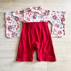 【美品】ベビー 袴 ロンパース お食い初め 百日祝い 記念日 お祝い 80cmの画像