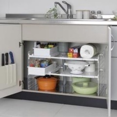 シンク下 収納 伸縮棚 伸縮式 キッチン収納 スリム 整理整頓 アイリスオーヤマの画像