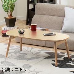 【ニトリ現行品】 折りたたみテーブル ラポール だ円(ナチュラル)の画像