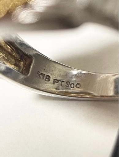 Pt900/K18 ダイヤモンドコンビリング　9.5号　0.28ct
