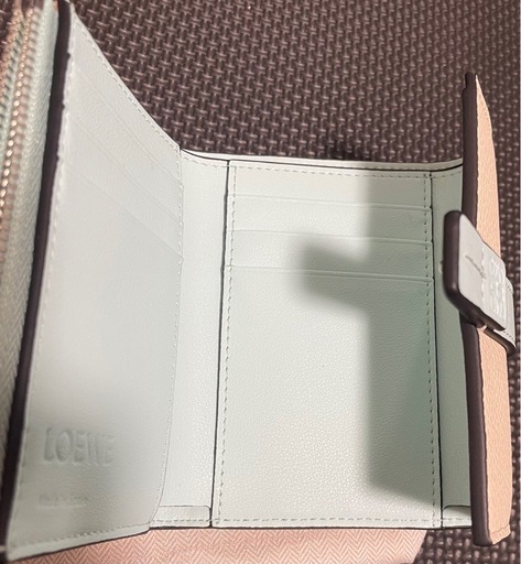 LOEWE 三つ折り財布　アイボリー×ミントグリーン