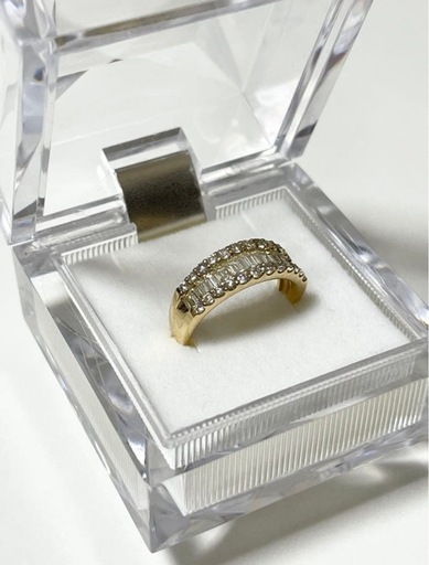 即決なら¥170,000　美品　K18 バケットカットダイヤモンドリング