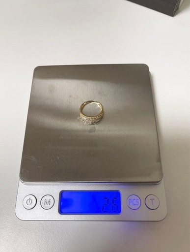 即決なら¥170,000　美品　K18 バケットカットダイヤモンドリング