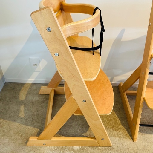 【美品】木製ベビーチェア 3脚セット／1脚可 高さ調整可
