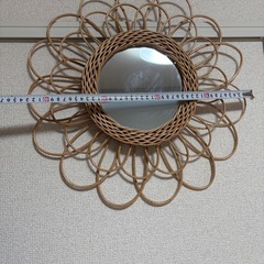 ラタン　ミラー　フラワー　鏡　かがみの画像