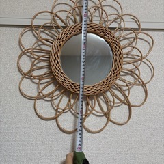 ラタン　ミラー　フラワー　鏡　かがみの画像