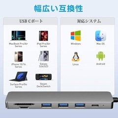 【新品未使用】USB ハブ usbポート 増設 マルチポート 7-in-1 USB3.0の画像