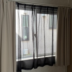 レースカーテン 無地 UVカット ブラック 幅100ｘ丈130cm 2枚組の画像
