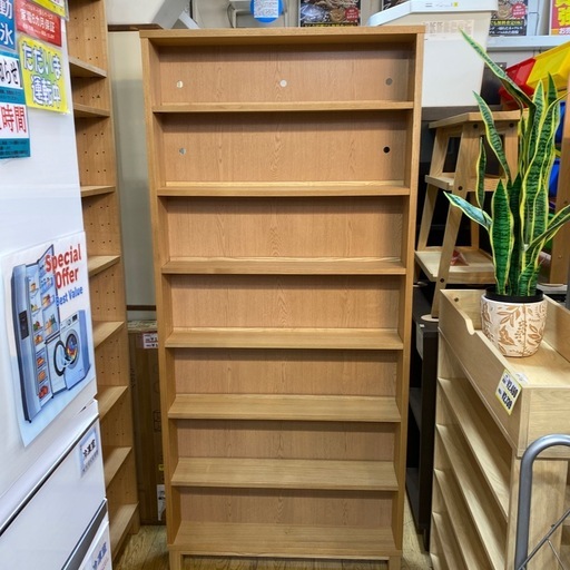 2/5値下げしました📚ミドルタイプ🌴最薄📚無印良品 組み合わせて使える木製収納 MUJI 本棚 書棚 ブックシェルフ ナチュラル 北欧スタイル 奥行き14cm タモ材 NO.2844F
