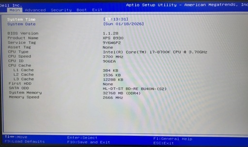 Dell XPS8930/GTX1080/メモリー32GB/OSなし/ジャンク