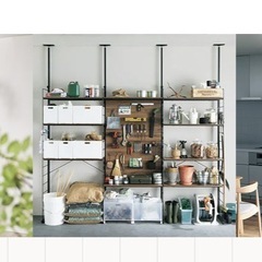 突っ張り壁面収納Nポルダ(幅60cm ホワイトウォッシュ) の画像