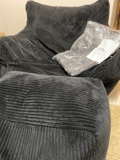 LOOSY ビーズソファ+オットマン+クッションカバー　ブラック