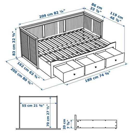 【確定】1万円／HEMNES ヘムネス デイベッドフレーム（引き出し×3）