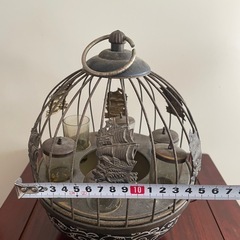 レトロ 鳥かご型のウイスキースタンドホルダー ショットグラス6p ボトルスタンドの画像