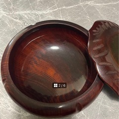 天然木　漆塗　蓋付き菓子器　インテリア　置物の画像