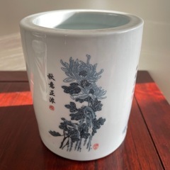 陶器 筆筒 染付の画像