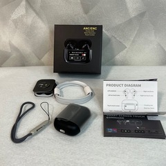 Bluetooth5.4 ワイヤレスイヤホン ANC ノイズキャンセリング LCDディスプレイ 低遅延 軽量 黒の画像