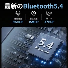 Bluetooth5.4 ワイヤレスイヤホン ANC ノイズキャンセリング LCDディスプレイ 低遅延 軽量 黒の画像