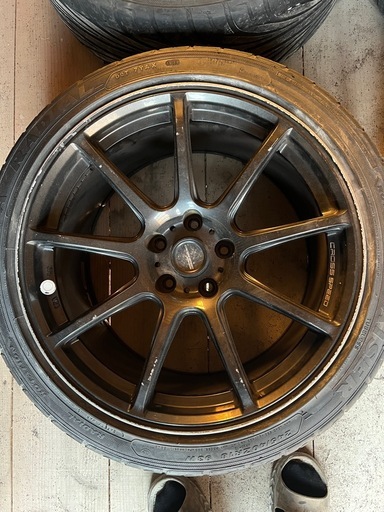 クロススピードRS9 18インチ9.5j +22 PCD114.3 5穴　F235/40R18 R245/40ZR18　タイヤホイールセット4本　JZX100 マークII チェイサー