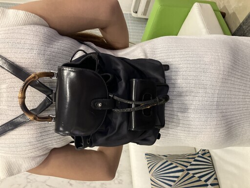 GUCCI グッチ バンブー リュックサック ブラック ナイロン×レザー バックパック