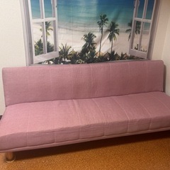 【売ります】LOWYA （ロウヤ）ピンクソファーベッドの画像