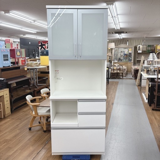 【?買取市場 柴田店】 I485 ? ジモティー限定価格！ 松田家具 キッチンボード 食器棚 800 ビットレンジ ⭐ クリーニング済