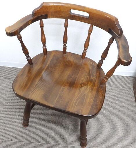 新札幌 /キツツキマーク 飛騨産業 肘付き木製チェア ダイニングチェア