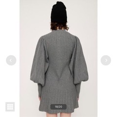 グレー ストライプ ニット ミニワンピースの画像