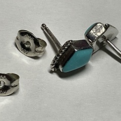 ネイティブアメリカン ナバホ族 ターコイズ シルバー925 スタッドピアス USEDの画像
