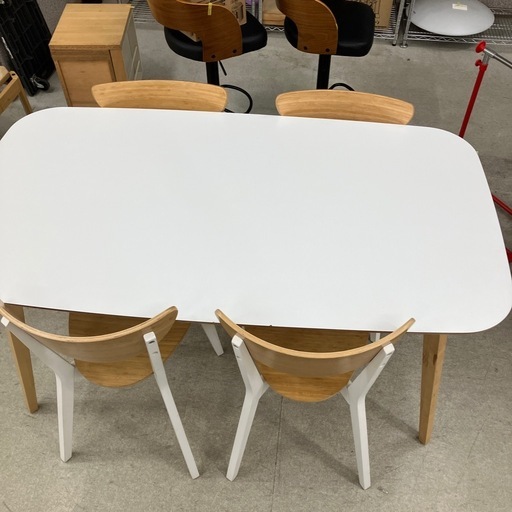 サ2601-791 IKEA ダイニングテーブルセット 椅子4脚付き ※バラ売り不可 キズ汚れ有り
