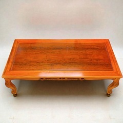 アンティーク調 座卓 ローテーブル 木製 彫刻脚 和風テーブル センターテーブル 家財便対応 飾り台の画像