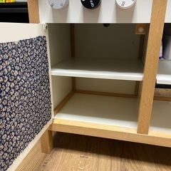 おままごとキッチンセット（木製）調理器具・食材付き／傷汚れあり の画像