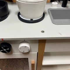おままごとキッチンセット（木製）調理器具・食材付き／傷汚れあり の画像