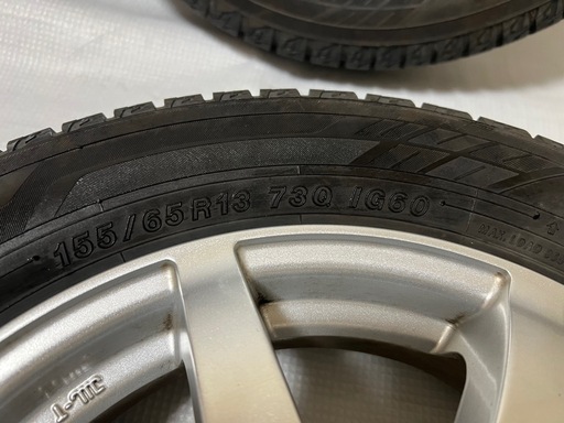 155/65R13 73Q  ヨコハマ国産 ホイル付き　中古4本　13インチ4J+45  軽自動車用