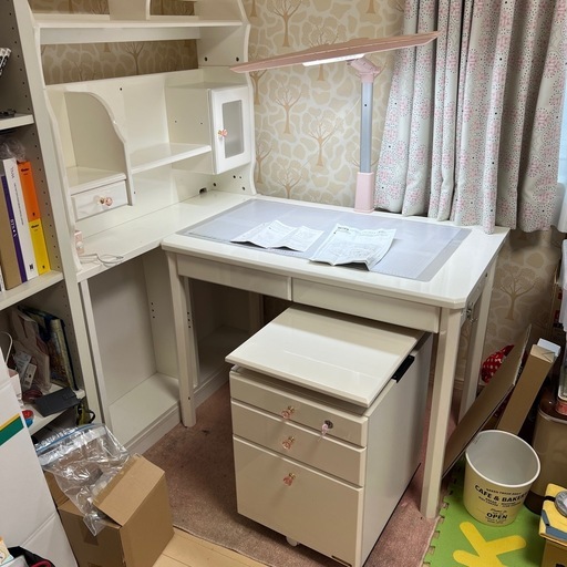 引き取り用、学習机 ホワイト 椅子付き