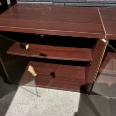 無料 木目調 テレビ台 ローボード 2ピース ガラス扉付き の画像