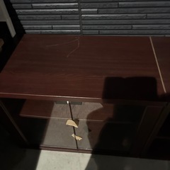 無料 木目調 テレビ台 ローボード 2ピース ガラス扉付き の画像