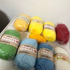 アクリル毛糸 9玉◆かぎ針　7本◆抗菌防臭 並太◆1玉 45g◆編み物 セットの画像